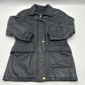 Winlit Leather Jacket Women’s Size SMALL Full Zip Black GENUINE LEATHER